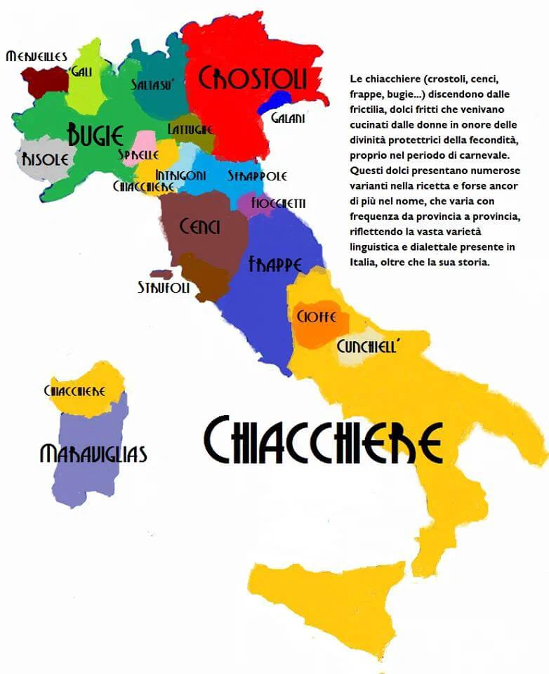 Mappa nome chiacchiere italia